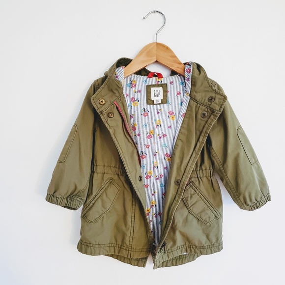 GAP Other - Baby Gap | Green Floral-Lined Parka/Jacket